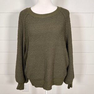 Altar'd State Olive Green Knobby Fabric Oversized Sweatshirt Size S/M